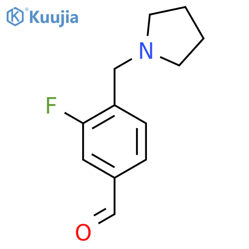 3-fluoro-4-[(pyrrolidin-1-yl)methyl]benzaldehyde structure