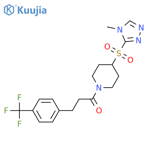 1-{4-(4-methyl-4H-1,2,4-triazol-3-yl)sulfonylpiperidin-1-yl}-3-4-(trifluoromethyl)phenylpropan-1-one structure