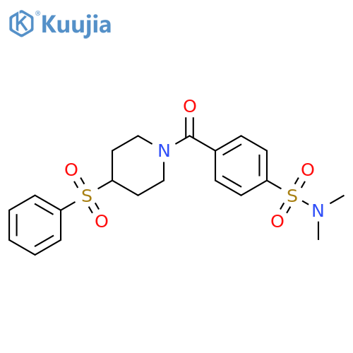 4-[4-(benzenesulfonyl)piperidine-1-carbonyl]-N,N-dimethylbenzene-1-sulfonamide structure