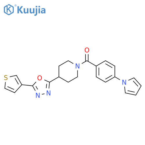 1-4-(1H-pyrrol-1-yl)benzoyl-4-5-(thiophen-3-yl)-1,3,4-oxadiazol-2-ylpiperidine structure