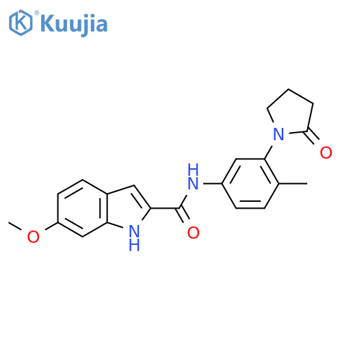 6-methoxy-N-4-methyl-3-(2-oxopyrrolidin-1-yl)phenyl-1H-indole-2-carboxamide structure