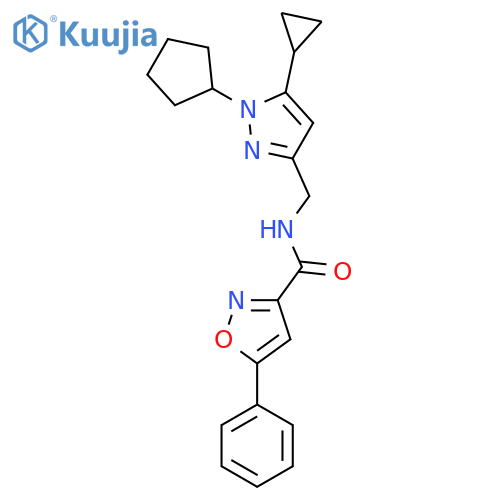 N-(1-cyclopentyl-5-cyclopropyl-1H-pyrazol-3-yl)methyl-5-phenyl-1,2-oxazole-3-carboxamide structure
