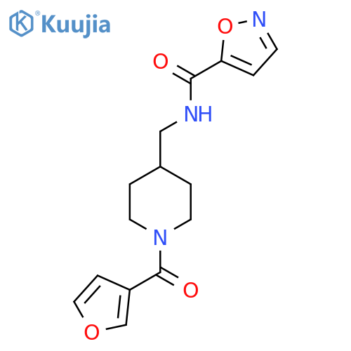 N-{1-(furan-3-carbonyl)piperidin-4-ylmethyl}-1,2-oxazole-5-carboxamide structure