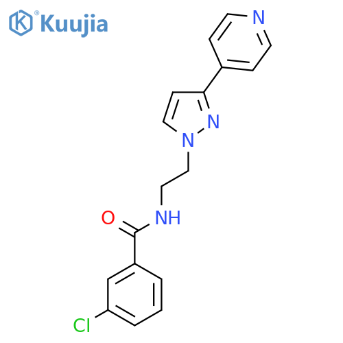 3-chloro-N-{2-3-(pyridin-4-yl)-1H-pyrazol-1-ylethyl}benzamide structure