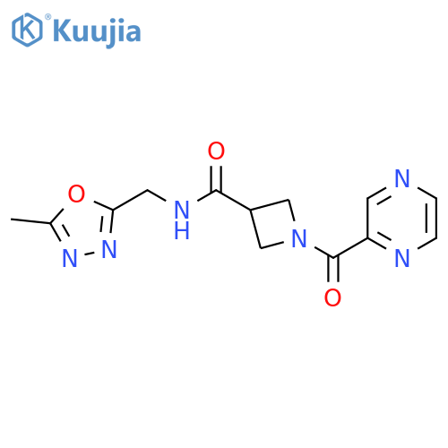 N-(5-methyl-1,3,4-oxadiazol-2-yl)methyl-1-(pyrazine-2-carbonyl)azetidine-3-carboxamide structure