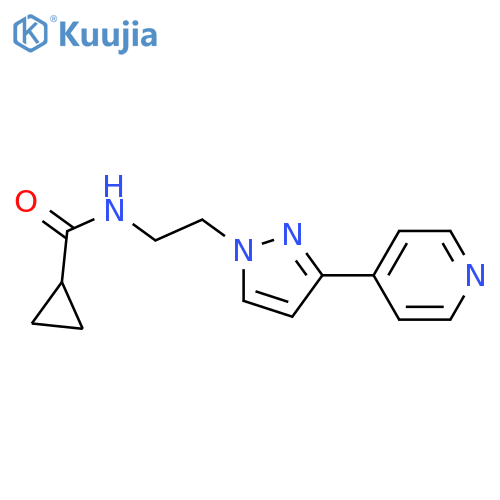 N-{2-[3-(pyridin-4-yl)-1H-pyrazol-1-yl]ethyl}cyclopropanecarboxamide structure