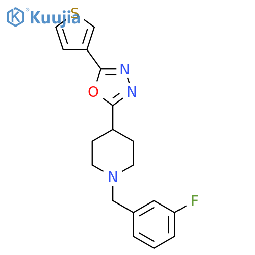 1-(3-fluorophenyl)methyl-4-5-(thiophen-3-yl)-1,3,4-oxadiazol-2-ylpiperidine structure
