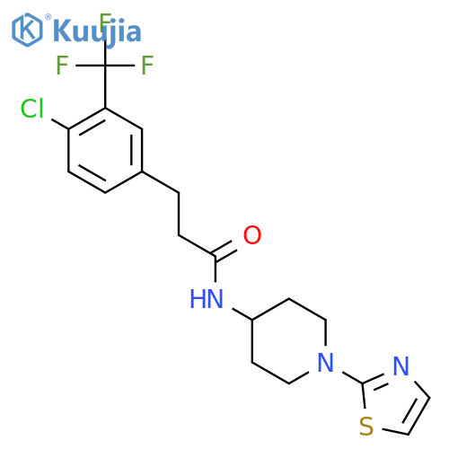 3-(4-chloro-3-(trifluoromethyl)phenyl)-N-(1-(thiazol-2-yl)piperidin-4-yl)propanamide structure