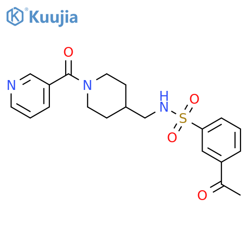 3-acetyl-N-{1-(pyridine-3-carbonyl)piperidin-4-ylmethyl}benzene-1-sulfonamide structure