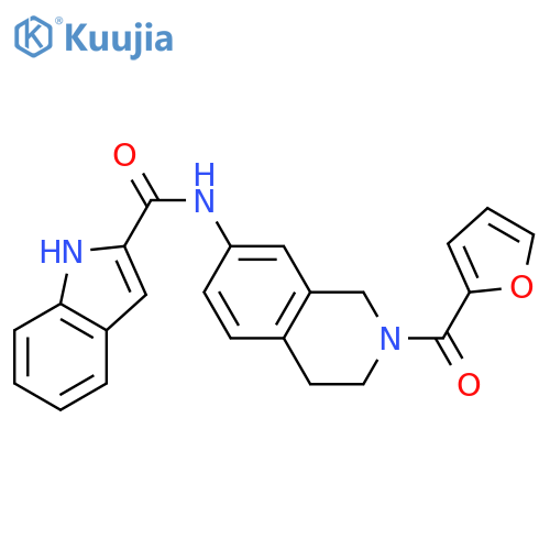 N-[2-(furan-2-carbonyl)-1,2,3,4-tetrahydroisoquinolin-7-yl]-1H-indole-2-carboxamide structure