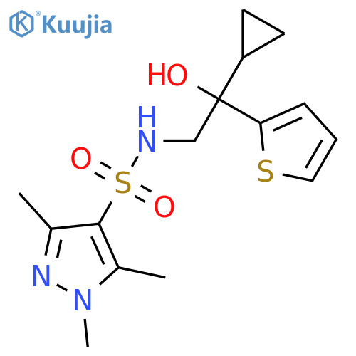 N-[2-cyclopropyl-2-hydroxy-2-(thiophen-2-yl)ethyl]-1,3,5-trimethyl-1H-pyrazole-4-sulfonamide structure