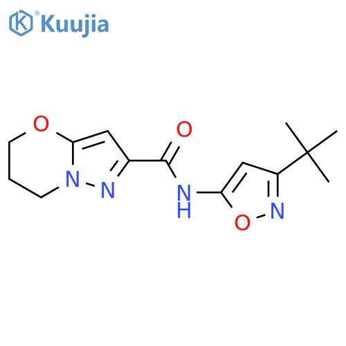 N-(3-tert-butyl-1,2-oxazol-5-yl)-5H,6H,7H-pyrazolo3,2-b1,3oxazine-2-carboxamide structure