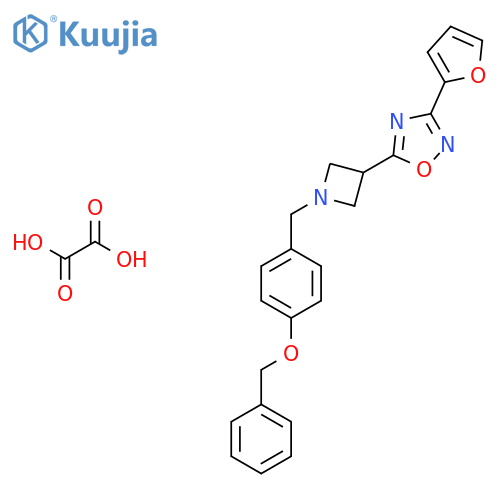 5-(1-{4-(benzyloxy)phenylmethyl}azetidin-3-yl)-3-(furan-2-yl)-1,2,4-oxadiazole; oxalic acid structure