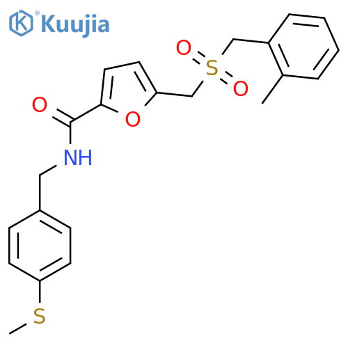 5-{(2-methylphenyl)methanesulfonylmethyl}-N-{4-(methylsulfanyl)phenylmethyl}furan-2-carboxamide structure