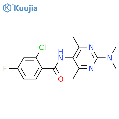 2-chloro-N-2-(dimethylamino)-4,6-dimethylpyrimidin-5-yl-4-fluorobenzamide structure