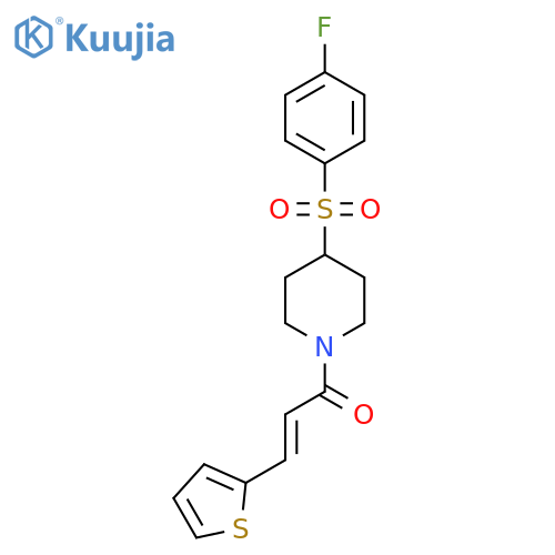 (2E)-1-4-(4-fluorobenzenesulfonyl)piperidin-1-yl-3-(thiophen-2-yl)prop-2-en-1-one structure
