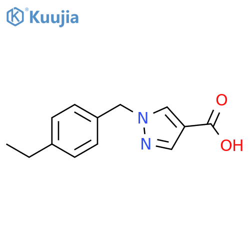 1-[(4-ethylphenyl)methyl]-1H-pyrazole-4-carboxylic acid structure