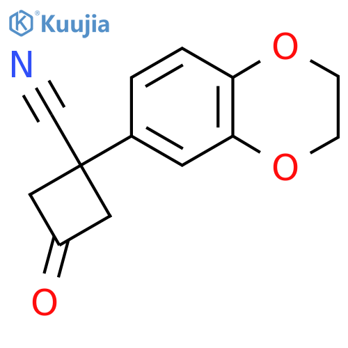 1-(2,3-dihydro-1,4-benzodioxin-6-yl)-3-oxocyclobutane-1-carbonitrile structure