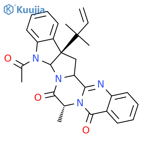 Indolo[3'',2'':4',5']pyrrolo[2',1':3,4]pyrazino[2,1-b]quinazoline-5,8(7H,9aH)-dione,10-acetyl-14b-(1,1-dimethyl-2-propen-1-yl)-10,14b,15,15a-tetrahydro-7-methyl-,(7R,9aR,14bR,15aS)- structure