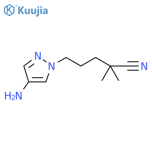 5-(4-amino-1H-pyrazol-1-yl)-2,2-dimethylpentanenitrile structure
