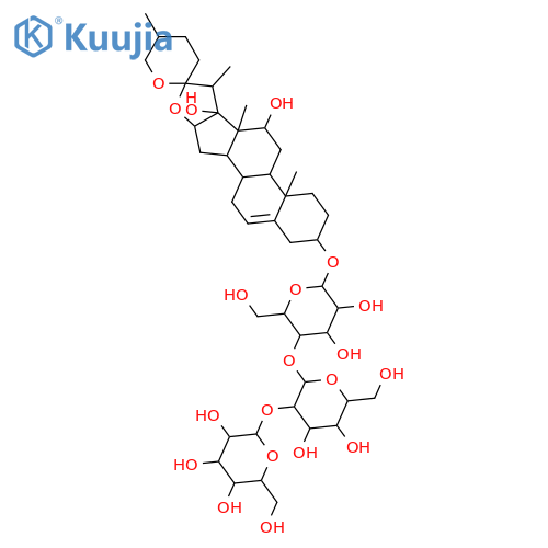 β-D-Galactopyranoside, (3β,12α,25R)-12,17-dihydroxyspirost-5-en-3-yl O-β-D-glucopyranosyl-(1→2)-O-β-D-glucopyranosyl-(1→4)- structure
