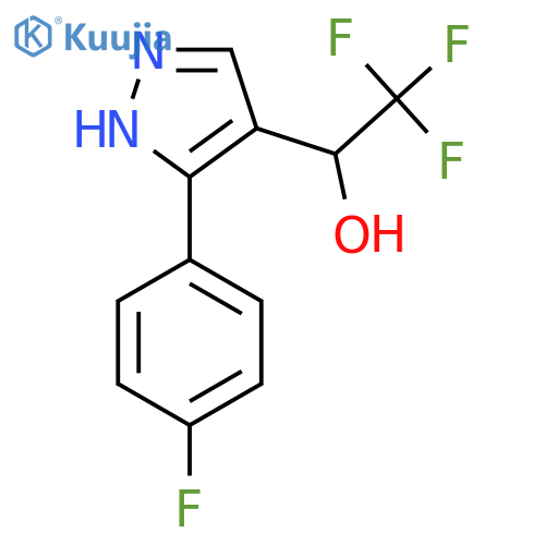 2,2,2-trifluoro-1-3-(4-fluorophenyl)-1H-pyrazol-4-ylethan-1-ol structure