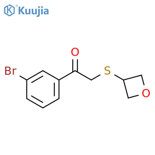 Ethanone, 1-(3-bromophenyl)-2-(3-oxetanylthio)- structure