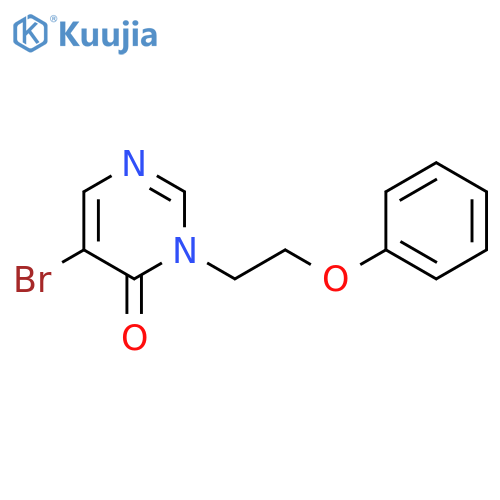 5-bromo-3-(2-phenoxyethyl)-3,4-dihydropyrimidin-4-one structure