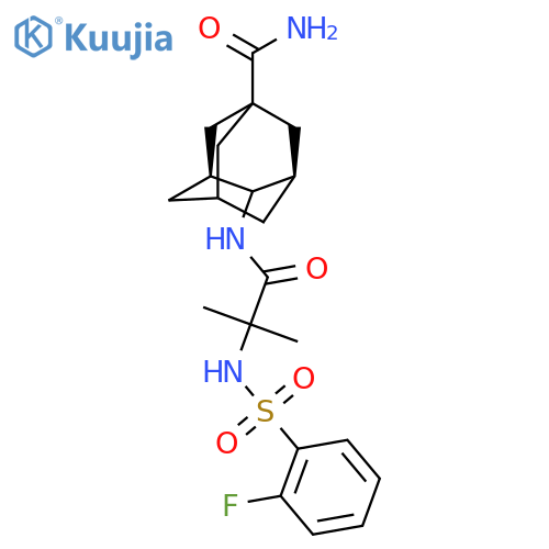 (3R,5S)-4-[[2-[(2-Fluorophenyl)sulfonylamino]-2-methylpropanoyl]amino]adamantane-1-carboxamide structure