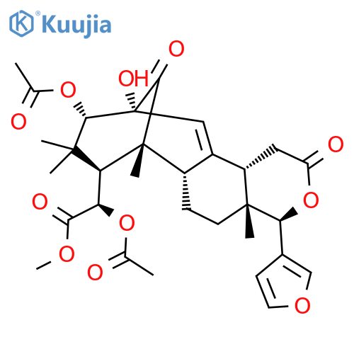 Methyl (2R)-2-acetyloxy-2-[(1R,2S,5R,6R,10S,13R,14S,16S)-14-acetyloxy-6-(furan-3-yl)-13-hydroxy-1,5,15,15-tetramethyl-8,17-dioxo-7-oxatetracyclo[11.3.1.02,11.05,10]heptadec-11-en-16-yl]acetate structure