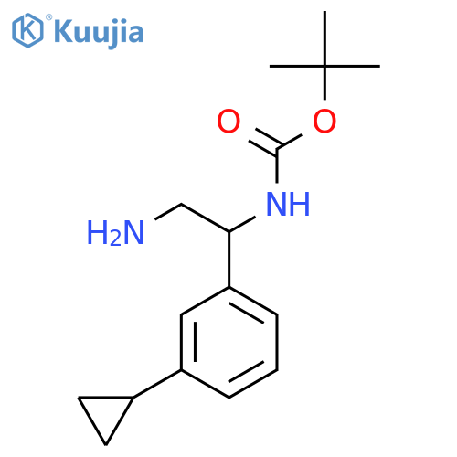 tert-butyl N-2-amino-1-(3-cyclopropylphenyl)ethylcarbamate structure