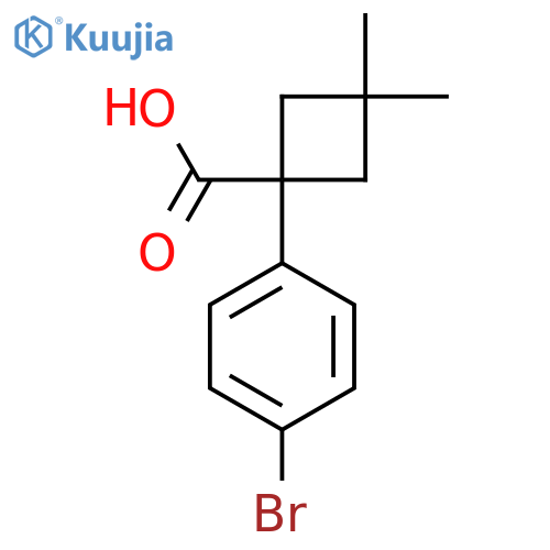 1-(4-Bromophenyl)-3,3-dimethylcyclobutane-1-carboxylic acid structure