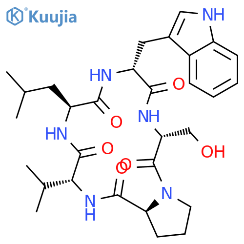 Cyclo(L-leucyl-D-tryptophyl-D-seryl-L-prolyl-D-valyl) structure