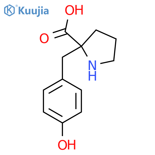 2-[(4-Hydroxyphenyl)methyl]pyrrolidine-2-carboxylic acid structure