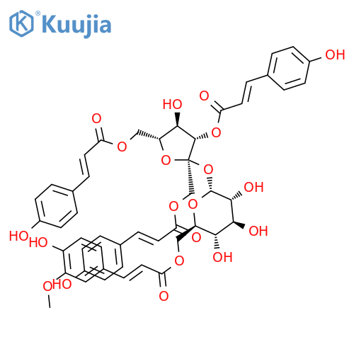 a-D-Glucopyranoside,1,3,6-tris-O-[(2E)-3-(4-hydroxyphenyl)-1-oxo-2-propen-1-yl]-b-D-fructofuranosyl,6-[(2E)-3-(4-hydroxy-3-methoxyphenyl)-2-propenoate] structure