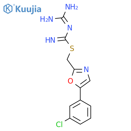 N-[({[5-(3-chlorophenyl)-1,3-oxazol-2-yl]methyl}sulfanyl)methanimidoyl]guanidine structure