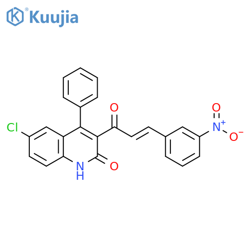 6-chloro-3-(2E)-3-(3-nitrophenyl)prop-2-enoyl-4-phenyl-1,2-dihydroquinolin-2-one structure