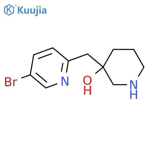 3-(5-bromopyridin-2-yl)methylpiperidin-3-ol structure