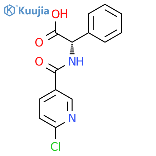 (2S)-2-(6-chloropyridin-3-yl)formamido-2-phenylacetic acid structure