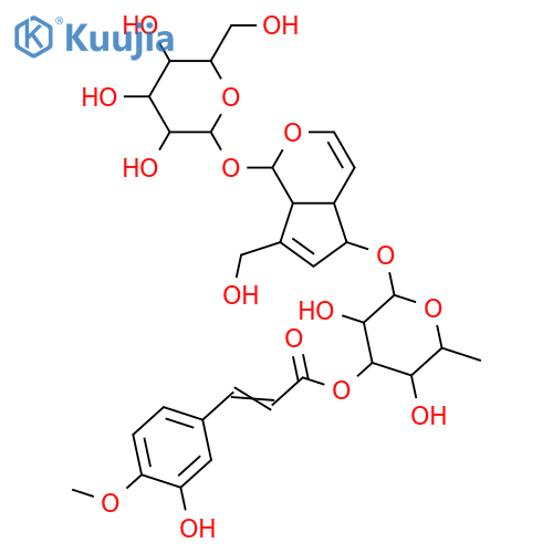 b-D-Glucopyranoside,(1S,4aR,5S,7aS)-5-[[6-deoxy-3-O-[(2E)-3-(3-hydroxy-4-methoxyphenyl)-1-oxo-2-propenyl]-a-L-mannopyranosyl]oxy]-1,4a,5,7a-tetrahydro-7-(hydroxymethyl)cyclopenta[c]pyran-1-yl(9CI) structure