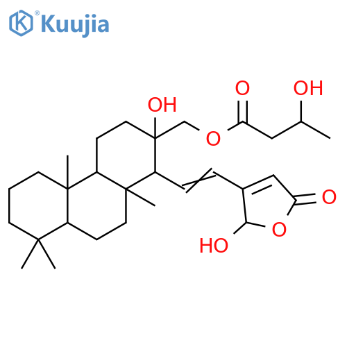 Butanoic acid,3-hydroxy-,[1-[2-(2,5-dihydro-2-hydroxy-5-oxo-3-furanyl)ethenyl]tetradecahydro-2-hydroxy-4b,8,8,10a-tetramethyl-2-phenanthrenyl]methylester (9CI) structure