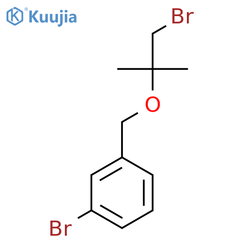 1-bromo-3-{(1-bromo-2-methylpropan-2-yl)oxymethyl}benzene structure