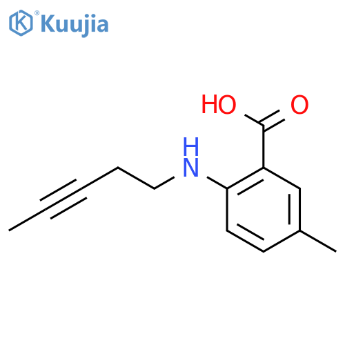 5-methyl-2-(pent-3-yn-1-yl)aminobenzoic acid structure