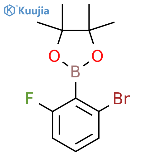 2-(2-bromo-6-fluorophenyl)-4,4,5,5-tetramethyl-1,3,2-dioxaborolane structure