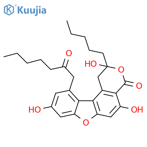 4H-Benzofuro[3,2-f][2]benzopyran-4-one, 1,2-dihydro-2,5,9-trihydroxy-11-(2-oxoheptyl)-2-pentyl- (9CI) structure
