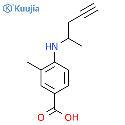 3-methyl-4-(pent-4-yn-2-yl)aminobenzoic acid structure