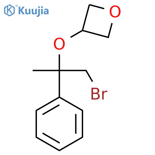 3-(1-bromo-2-phenylpropan-2-yl)oxyoxetane structure