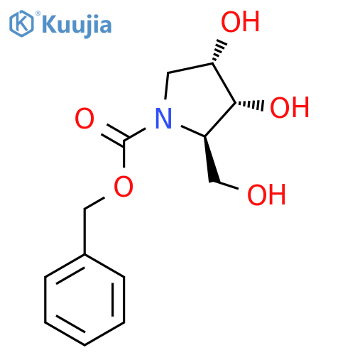 rac-benzyl (2R,3R,4S)-3,4-dihydroxy-2-(hydroxymethyl)pyrrolidine-1-carboxylate structure