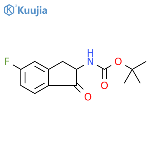 (5-Fluoro-1-oxo-indan-2-yl)-carbamic acid tert-butyl ester structure
