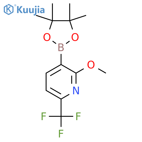 2-methoxy-3-(tetramethyl-1,3,2-dioxaborolan-2-yl)-6-(trifluoromethyl)pyridine structure